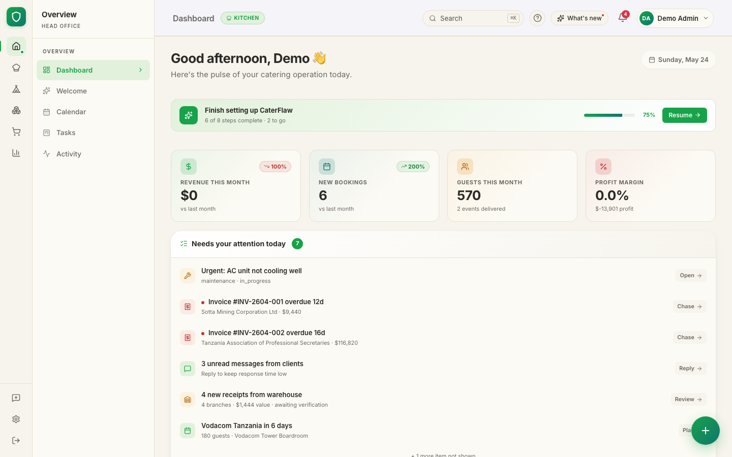 CaterFlow hero screenshot